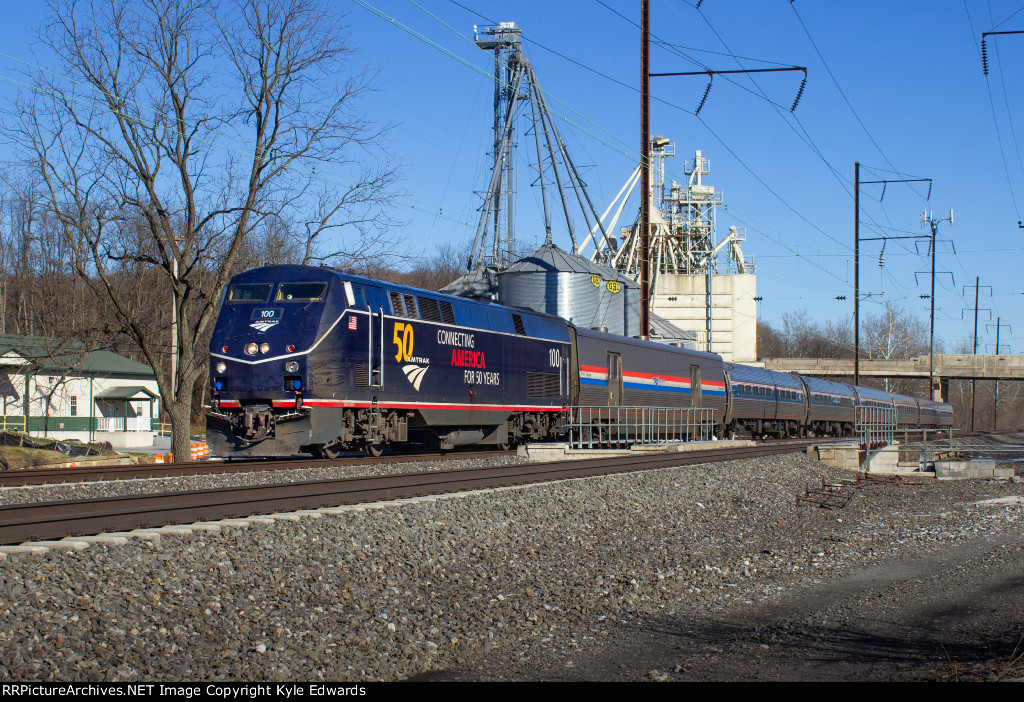 AMTK P42DC #100 on "Pennsylvanian" No. 43